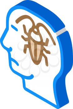 cockroaches in head, neurosis problem isometric icon vector. cockroaches in head, neurosis problem sign. isolated symbol illustration