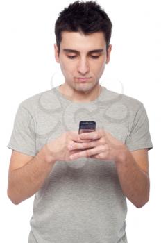 Royalty Free Photo of a Man Sending a Text Message