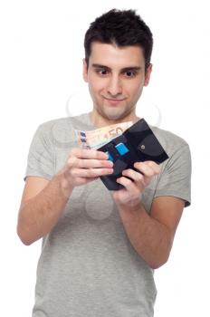 Royalty Free Photo of a Man Holding His Wallet