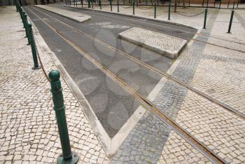 Royalty Free Photo of Railway Tracks in Lisbon, Portugal