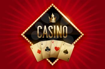 casino banner with golden cards and crown