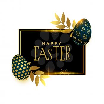 happy easter card design in golden and black style