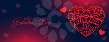 happy valentine's day greeting banner with decorative hearts