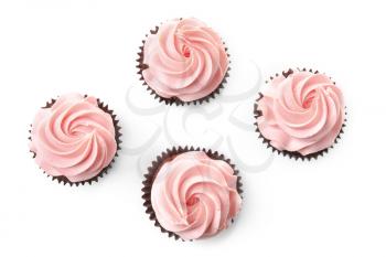 Sweet cupcakes on white background�