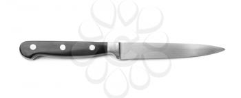 Knife with black handle on white background�