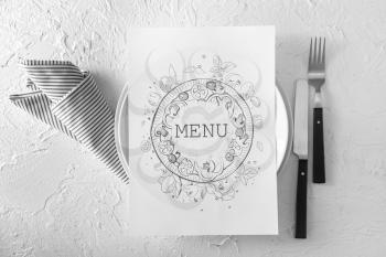 Menu on served table in restaurant�