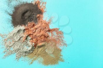 Cosmetic clays on color background�