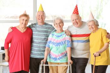 Happy senior people in nursing home�