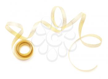 Beautiful golden ribbon on white background�