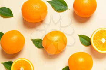 Fresh oranges on light background�