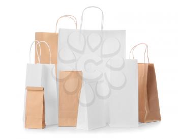 Paper bags on white background�