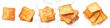 Tasty French toasts on white background�