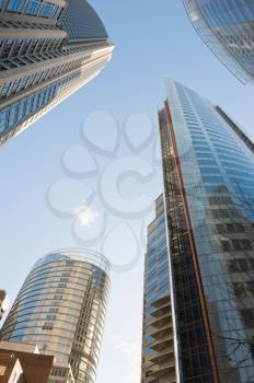 view to the sky surrounded by skyscrapers of Sydney