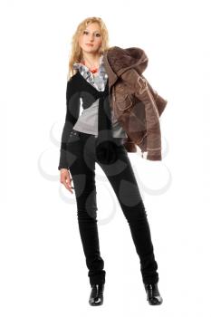Royalty Free Photo of a Girl Holding a Jacket