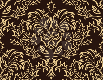 Royalty Free Clipart Image of a Brown Damask Background