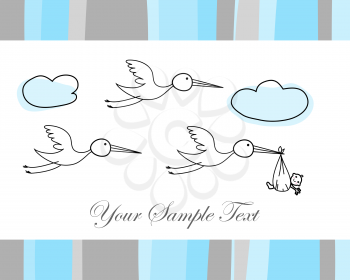 Hand drawn infant card for design use