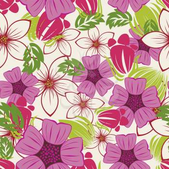 Seamless vector floral background. For easy making seamless pattern just drag all group into swatches bar, and use it for filling any contours.