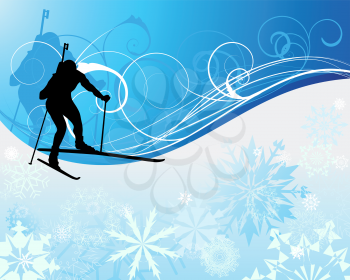 Sport background with biathlon athlete. Vector illustration.