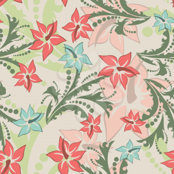 Seamless vector floral pattern. For easy making seamless pattern just drag all group into swatches bar, and use it for filling any contours.