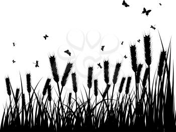 Vector grass silhouettes background. All objects are separated.