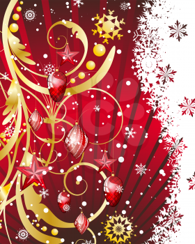 Beautiful Christmas (New Year) card. Vector illustration with transparency and mesh EPS10.