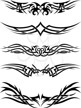 Set tribal tattoos. EPS 10 vector illustration without transparency.