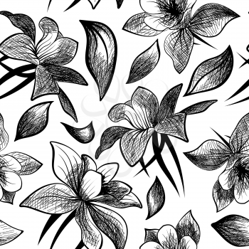 Doodle floral seamless vector pattern.  For easy making seamless pattern just drag all group into swatches bar, and use it for filling any contours.