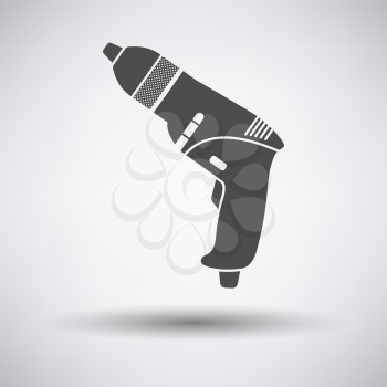 Electric drill icon on gray background with round shadow. Vector illustration.