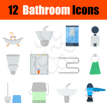 Flat design bathroom icon set in ui colors. Vector illustration.