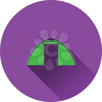 Icon of touristic tent. Flat design. Vector illustration.