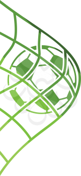 Soccer ball in gate net icon. Flat color design. Vector illustration.