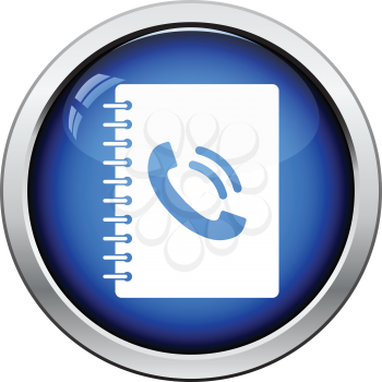 Phone book icon. Glossy button design. Vector illustration.
