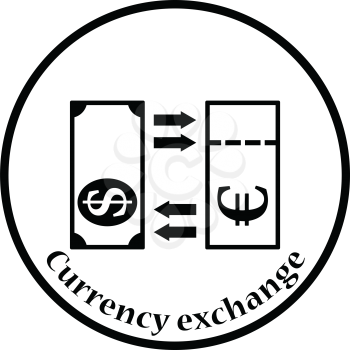 Currency exchange icon. Thin circle design. Vector illustration.