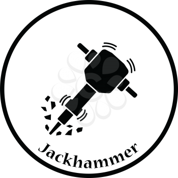 Icon of Construction jackhammer. Thin circle design. Vector illustration.