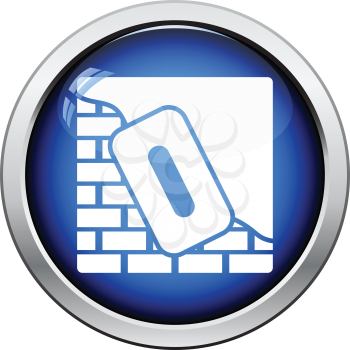 Icon of plastered brick wall . Glossy button design. Vector illustration.