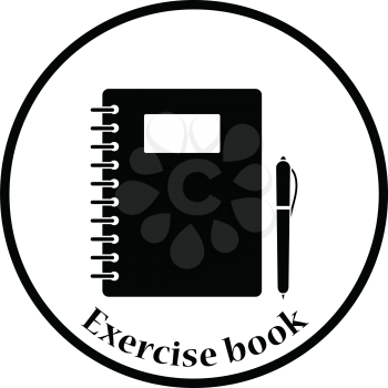 Icon of Exercise book. Thin circle design. Vector illustration.