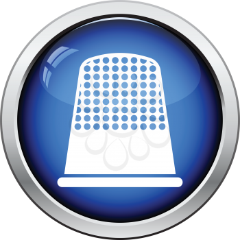 Tailor thimble icon. Glossy button design. Vector illustration.