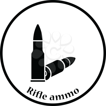 Rifle ammo icon. Thin circle design. Vector illustration.