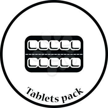 Tablets pack icon. Thin circle design. Vector illustration.