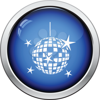 Night clubs disco sphere icon. Glossy button design. Vector illustration.