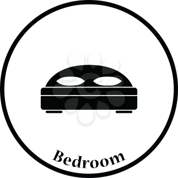 Hotel bed icon. Thin circle design. Vector illustration.