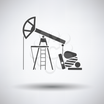 Oil pump icon on gray background, round shadow. Vector illustration.
