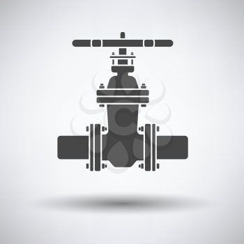 Pipe valve icon on gray background, round shadow. Vector illustration.