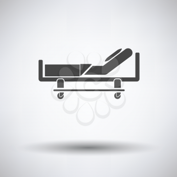 Hospital bed icon on gray background, round shadow. Vector illustration.