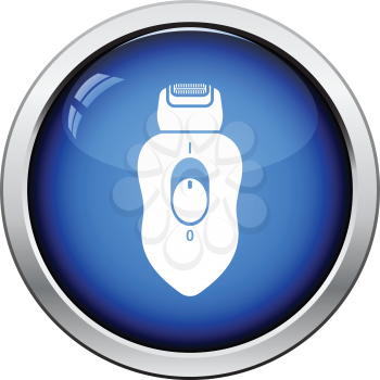 Depilator icon. Glossy button design. Vector illustration.