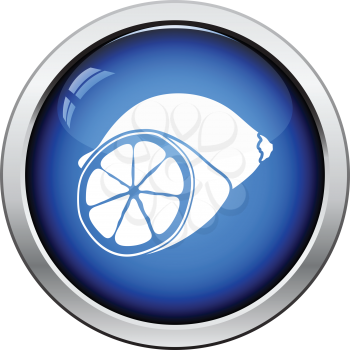 Icon of Lemon. Glossy button design. Vector illustration.