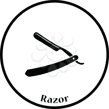Razor icon. Thin circle design. Vector illustration.