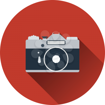 Icon of retro film photo camera. Flat color design. Vector illustration.
