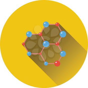 Icon of chemistry hexa connection of atoms. Flat color design. Vector illustration.