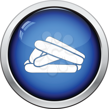 Sausages icon. Glossy button design. Vector illustration.